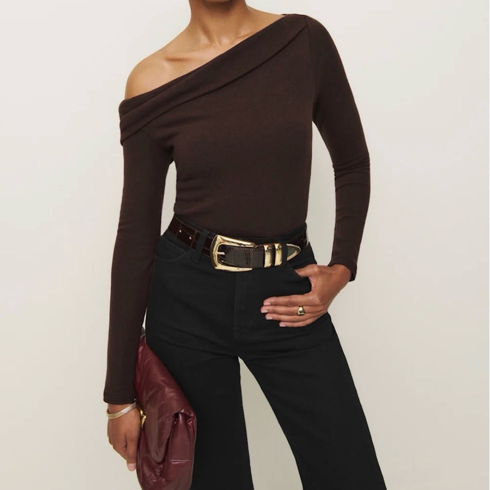 NWT Reformation Elio Knit Top in Mole Size L